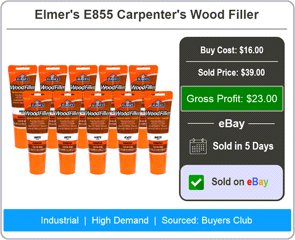 Elmers E855 Carpenters Wood Filler: Buy $16, Sold $39, Gross Profit $23, Sold in 5 Days on eBay